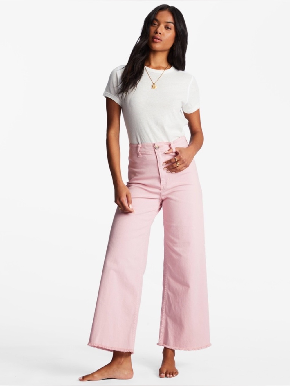 Billabong Pink Free Fall High-Waist Wide Leg Pants - Size 27 - Picture 3 of 8
